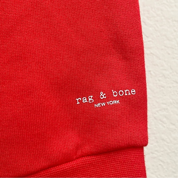RAG & BONE Battle Red City Terry Organic Cotton Hoodie Sweatshirt Size S - Picture 13 of 15